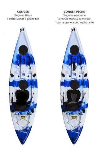 CONGER 9'6 <br>KAYAK RÉCRÉATIF OU PECHE<br>5 Couleurs<br><br>399.99$<br><br>Rég. 745$<br>Dépôt en ligne 50$ |CONGER 9'6<br>RECREATIONAL OR FISHING KAYAK <br><br>399.99$<br><br>Reg. 745$<br>Reserve Online $50