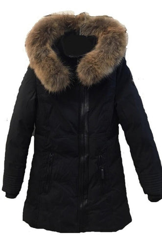 OXYGEN ALICIA<br>Polyfil avec Vraie Fourrure<br>Manteau d'hiver -25°C<br>Noir |OXYGEN ALICIA<br>Polyfil with Genuine Fur<br>-25°C Winter Coat<br>Black
